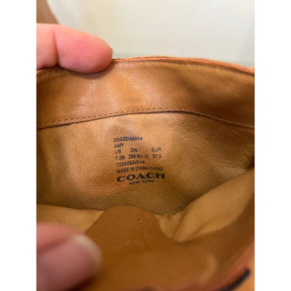 Coach moto Amy biker boots women’s 7.5 B cognac tan leather mid calf harness - Picture 6 of 6